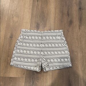 Patterned Black and White Women's Shorts
